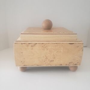 Wooden Light Colored Beautiful Square Footed Jewelry/Storage Box
